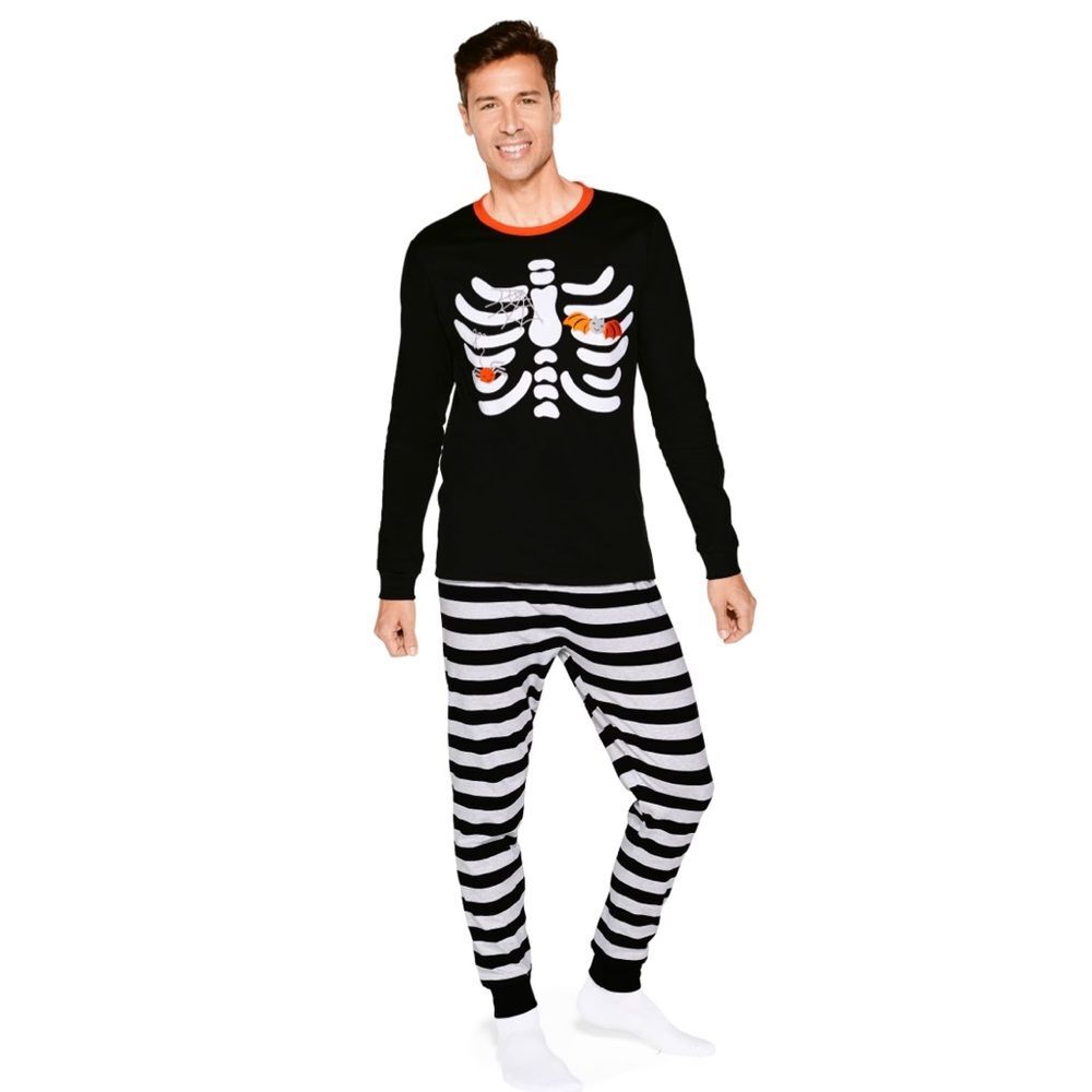 Gymboree Adult Size XL X-Large Skeleton Pajama Set 100% Cotton Black White Soft